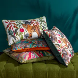 Wylder Kali Jungle Foliage Piped Feather Filled Cushion