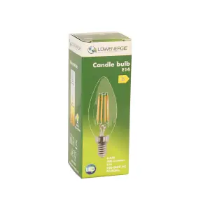 50w Equivalent LED Candle Filament Light Bulb E14 SES 3.5w LED - Warm White - Pack of 6