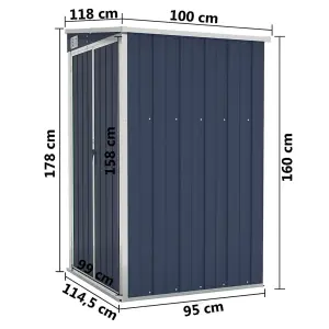 Berkfield Wall-mounted Garden Shed Anthracite 118x100x178 cm Steel