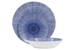 Maison by Premier Maya 12 Piece Blue And White Dinner Set