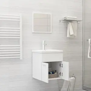 Berkfield 2 Piece Bathroom Furniture Set White Engineered Wood