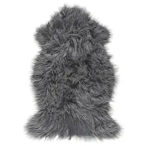 Beliani Traditional Faux Sheepskin Rug Grey MUNGO