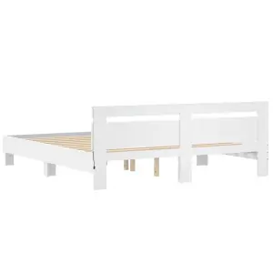 Berkfield Bed Frame with LED without Mattress White 160x200 cm