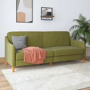 Jasper coil 3-seater Sofa Bed in green fabric