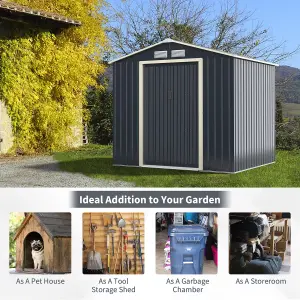 Costway 7 x 6 FT Outdoor Garden Storage Shed Large Tool Utility Storage House W/ Sliding Door