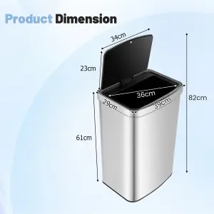 Costway 50L Automatic Trash Can Rectangular Infrared Motion Sensor Garbage Waste Bin