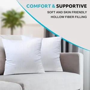 Set of 2 18" Cushion Pads with Stripe Design Extra Deep Hollow Fibre Filled Pillow Inserts