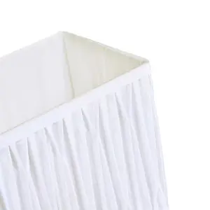 Classic Double Pleated Rectangular Lamp Shade with Ivory White Faux Silk Fabric