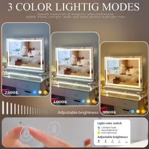 FENCHILIN Crystal Hollywood Vanity Mirror with Lights Bluetooth Hollywood Led Strip Music Mirror