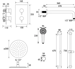 Bristan Divine Matt Black Wall-mounted Thermostatic Mixer Shower