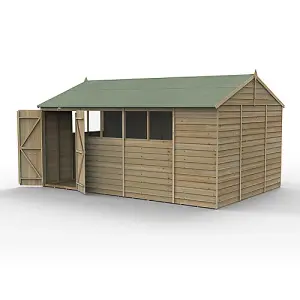 4LIFE Reverse Apex Shed 15x10 - Double Door - 6 Windows