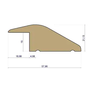 Solid Oak Ramp Threshold - Lacquered - 15mm - 2.44m Lengths