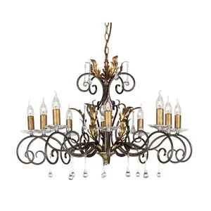 Elstead Amarilli 10 Light Chandelier Bronze, Gold Floral Leaves Design , E14