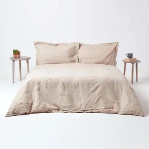 Homescapes Natural Linen Oxford Pillowcase, Standard