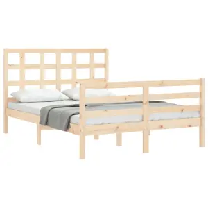 Berkfield Bed Frame with Headboard Small Double Solid Wood