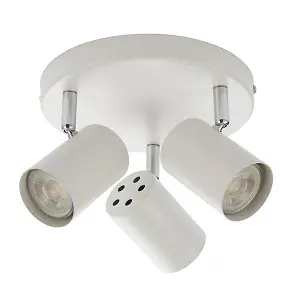 Luminosa Arezzo 3 Light Spotlight Matt White, Chrome Plate, GU10