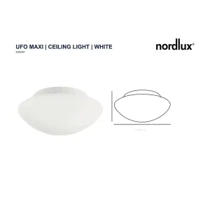 Nordlux UFO Maxi Indoor Living Dining Kitchen Bedroom Ceiling Light In White (Diam) 30cm