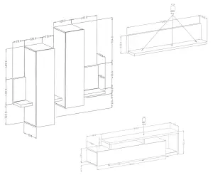 Bota Entertainment Unit for TVs up to 75" - Black Matt W2190mm H520mm D450mm, Sleek Modern Design