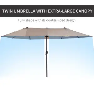 Outsunny 4.6M Garden Patio Umbrella Canopy Parasol Sun Shade w/o Base Tan