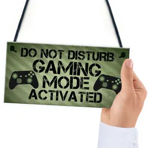 Gaming Sign Hanging Plaque For Boys Bedroom Man Cave Games Room Retro Gaming Sign