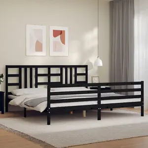 Berkfield Bed Frame with Headboard Black 200x200 cm Solid Wood