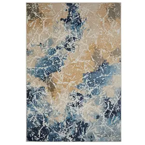 Modern Easy to Clean Abstract Multi Contemporary Rug for Dining Room-80cm X 150cm