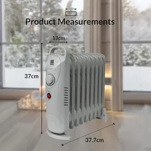 KNIGHT 9 Fins 1000W Oil-Filled Radiator Heater White Colour with Thermostat, Overheat Protection, Power Switch, for indoor use