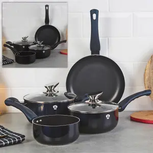 BLAUMANN 6Pc Set Aquamarine Colour Cookware Frying Grill Pots Saucepan Casserole Soft Touch Handle