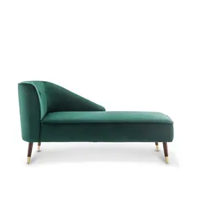 Right Hand Chaise Lounge in Velvet Emerald Green