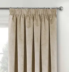 Cream Velvet, Supersoft, 100% Blackout, Thermal Single Door Curtain with Tape Top - 66 x 84 inch (168x214cm)