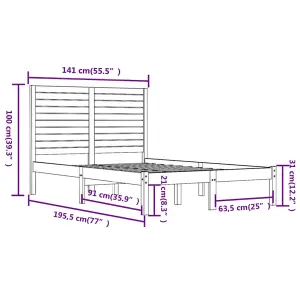 Berkfield Bed Frame Black Solid Wood 135x190 cm 4FT6 Double