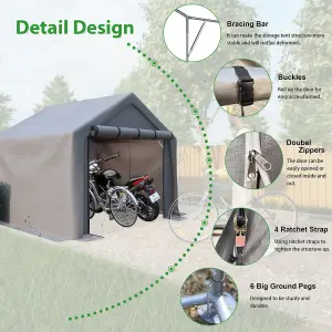 Birchtree 8X8FT Garden Waterproof Anti-UV Storage Tent Bike Shed Steel Frame Zipper Door