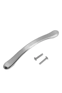 Brushed Metal Curved Bow Kitchen Cabinet Handles Drawer Door Cupboard Wardrobe Furniture Pull Handle Silver,L16cm,Pair