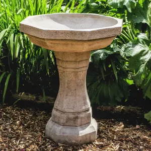 Classic Octagonal Design Garden Birdbath