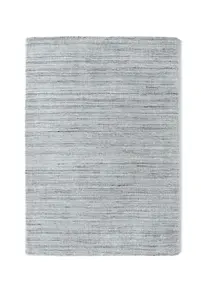 Silver Wool Modern Striped Handmade Easy to Clean Rug for Living Room and Bedroom-80cm X 150cm