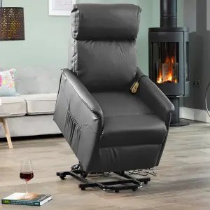 Townsend Electric Lift Assist Rise and Recline Bonded Leather Chair - Grey