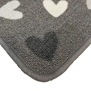 Grey Hearts Door mat, 60cm x 40cm