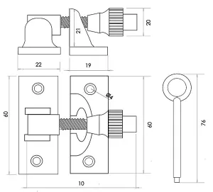 EAI Locking Brighton Sash Fastener - 60mm - Satin Chrome