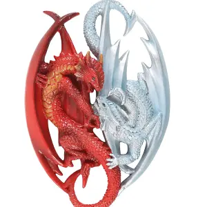 Anne Stokes Fire and Ice Dragon Hanging Ornament Red/White (One Size)