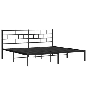 Berkfield Metal Bed Frame with Headboard Black 193x203 cm