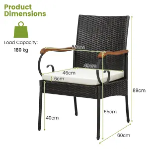 Costway Set of 2 Patio Wicker Chair Set Outdoor PE Rattan Chairs w/ Cushion