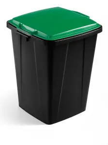 Durable DURABIN ECO Strong Square Black Recycling Bin + Green Lid - 90L