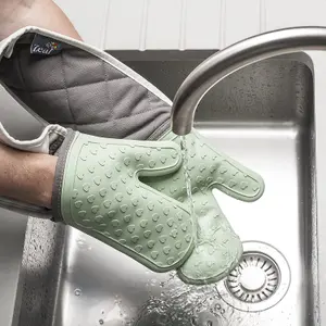 Zeal Waterproof Silicone Double Oven Gloves, Sage Green