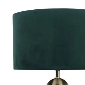 Aila Antique Brass Table Lamp with Green Shade