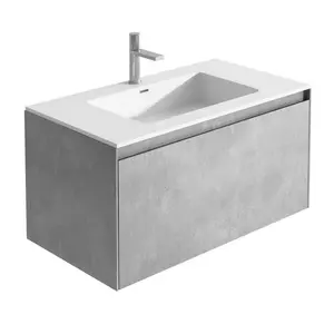 900mm Single Bathroom Vanity with Integrated Polyglomerate Basin Concrete / White