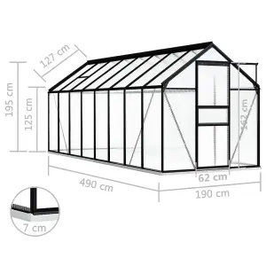 Berkfield Greenhouse with Base Frame Anthracite Aluminium 9.31 m2