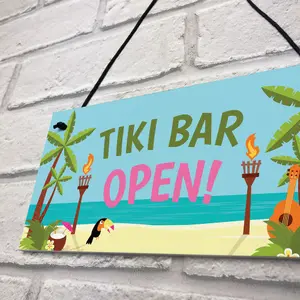 Red Ocean Welcome Tiki Bar Signs Novelty Bar Decor Gifts Hanging Signs For Home Bar Garden Bar Gifts