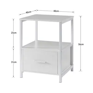 NS 1 Drawer Bedside Table White