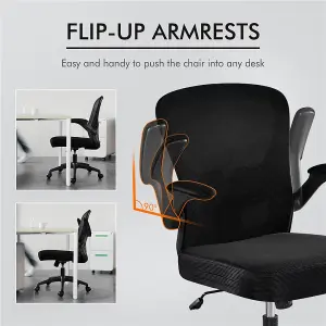 Yaheetech Black Swivel Mesh Office Chair with Armrests