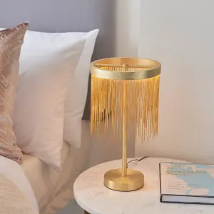 Zanita Brushed Gold with Gold Waterfall Effect Modern 1 Light Warm White LED Table Light